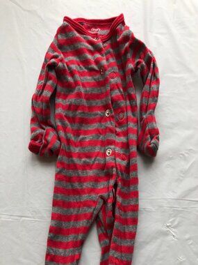 NB Carter's Footie PJ's; Red & Gray Horizontal Stripes; Bundle & save!!